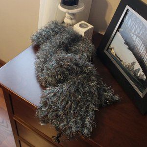 Teal & Brown Eyelash Knit Neck Scarf